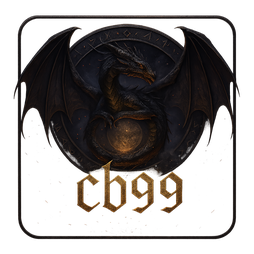 cb99 gold logo on a black background